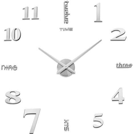 DIY 3D Wall Clocks, Modern Design Acrylic Wall Clocks, Wall Stickers, Decoration for Living Room, Children's Room (90cm Silver) (1/4)