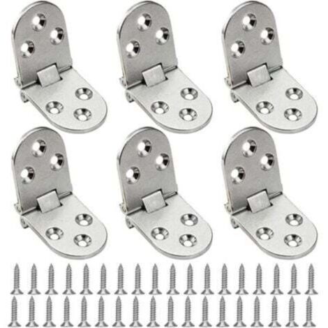 Door Hinge, 6 Pieces 180 Degree Folding Hinge, Invisible Hinge, Flat Hinge, Flip Top Hinge with Screws, for Folding Table, Cabinet, Wooden Crate, Doors