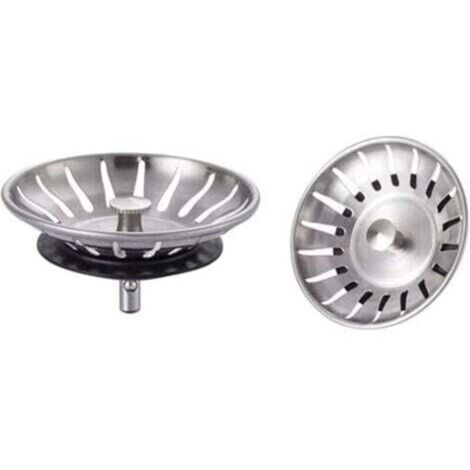 2-Piece Stainless Steel Kitchen Sink Plug - Universal Kitchen Sink Strainer (Diameter: 78mm), Sink Drain Plug with 18 Slots, Anti-Clogging Kitchen Sink Grid, Quick Drain Stainless Steel Sink Basket
