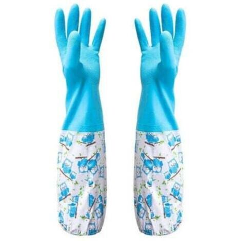 (Blue) Rubber gloves for ponds and drainage – Household chores and gardening, garden maintenance, weeding, washing, cleaning, dishwashing – To protect your sleeves (1/4)