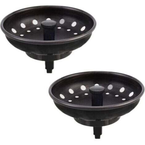 Black 2-piece American flat head sink stopper, stainless steel sink strainer, kitchen sink drain accessories (1/4)
