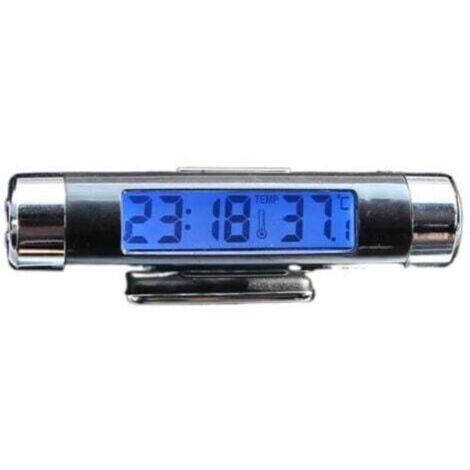 LCD digital clock for car temperature and time with blue backlight for car, bicycle, motorcycle, truck, 86 x 20 mm (1/4)
