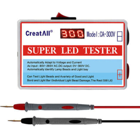 CA-300V Portable LED Lamp Beads Light Bar TV Backlight Tester LED Strip Beads Lamp Panel Test Tool Capacitance Diode Voltage Test with Switch (1/4)