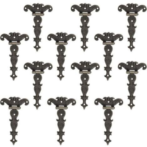 12 Pieces Retro Hinges, Decorative Bronze Retro Hinges with Mounting Screws, Suitable for Repairing and Decorating Cabinet Furniture Tool Boxes (1/4)