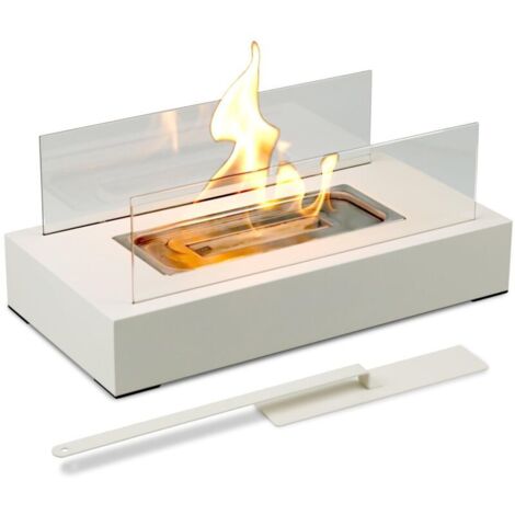 Tabletop fireplace for balcony, decoration, indoor and outdoor, campfire ambiance, White
