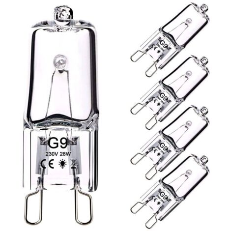 G9 28W 230V Halogen Bulb, 370LM 2800K Warm White Dimmable, for chandeliers, cabinet lights, landscape lights, wall lights (pack of 5) (1/4)
