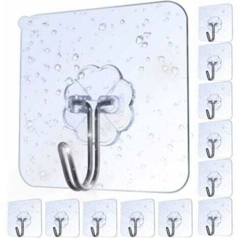 Pack of 20 transparent adhesive hooks for paper towels, adhesive hooks for kitchen walls and doors, maximum load 8 kg (1/4)