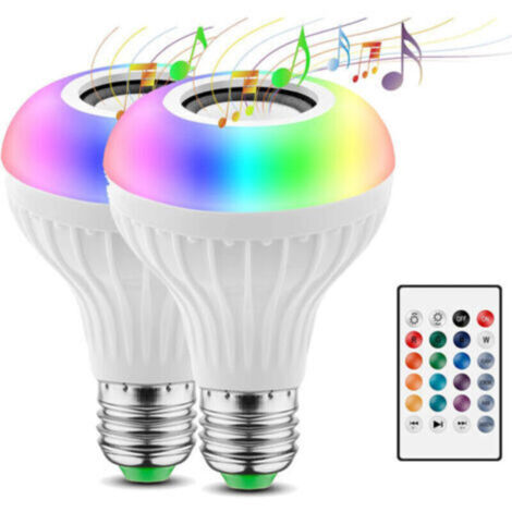 Set of 2 E27 Smart LED Bulbs with Bluetooth, Connected Bulbs that Sync with Music Rhythm (1/4)