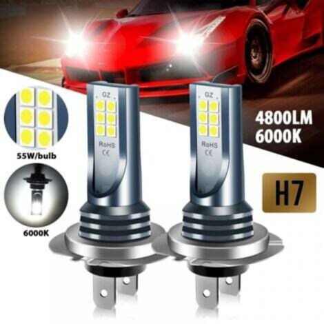 Pack of 2 H7 LED headlight bulbs, white 6500K, 360 degree COB 3030 LED beads, IP68 waterproof and shock resistant, headlight bulb for high beam/low beam. (1/4)