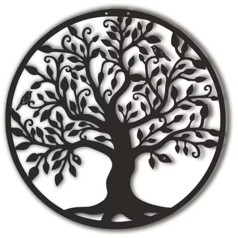 Black metal wall decoration Tree of Life for living room, hallway, stairs, outdoors (30 cm) (1/4)