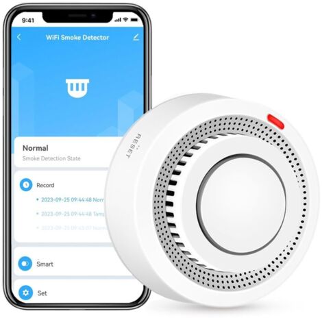 Smart Wi-Fi smoke detector, fire alarm, wireless home smoke alarm with app notification (battery not included)