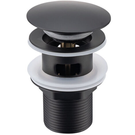 Universal Black Pop-up Sink Drain with Automatic Overflow for Bathroom Sink, Bathtub, and Kitchen Sink Easy to Clean and Install (1/4)