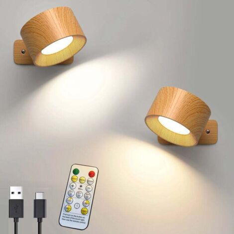 Set of 2 LED wall lights with 3 color temperatures and remote control, wireless reading lamp, touch-sensitive night light with adjustable brightness (1/4)
