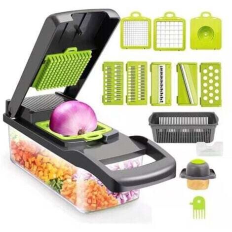 16-in-1 Multifunctional Vegetable Cutter, Manual Vegetable Slicer, Professional Kitchen Mandoline, Vegetable Cutter with Multiple Adjustable Blades for Slicing, Chopping, and Grating Vegetables