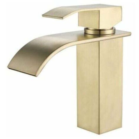 Modern Gold Waterfall Bathroom Faucet, Adjustable Hot and Cold Water Mixer Tap -- TRIMEC (1/4)