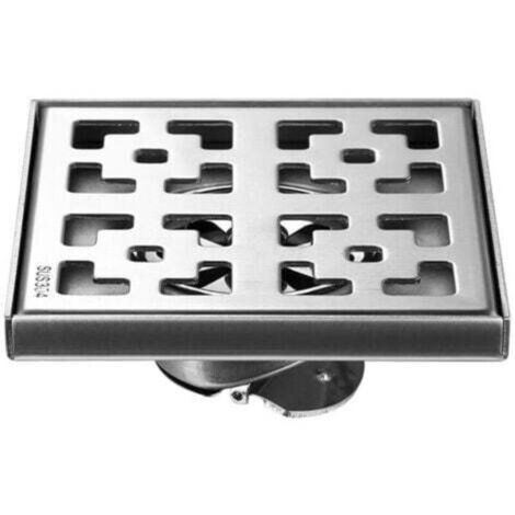 12x12cm Brushed Square Shower Drain, Stainless Steel Floor Drain with Removable Grate, Hair Strainer, Bathroom Shower Drain (1/4)