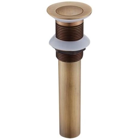 Pop-up Retro Pop-up Sink Drain Plug, Click-Clack Drain without Overflow, Bronzed Brass, Universal (Antique Hinged Lid without Holes) (1/4)
