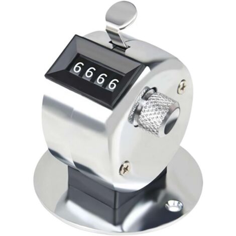 4-Digit Silver Metal Manual Click Counter - Tabletop Manual Counting Tool for Data Statistics - Conference Attendance - Stadium Sports