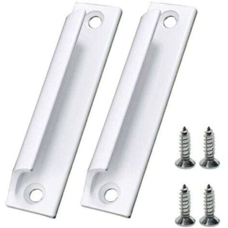 Pieces White Sliding Door Handle Aluminum Alloy Furniture Handle Window Handle with Screws (1/4)