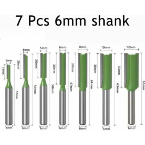 7-Piece Straight Router Bit Set, Single/Double Flute Wood Router Bit ...