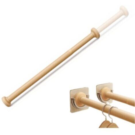 Adjustable wardrobe rails in imitation wood for hanging clothes, without drilling, for wardrobe, bathroom, laundry room (50-80cm) (1/4)