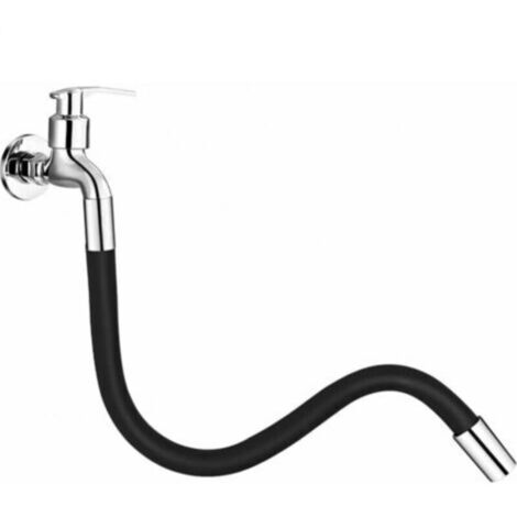 20cm 360° Flexible Tap Extension - for Bathroom and Outdoor Use, Kitchen, Black, with Bayonet Fitting, Total Length