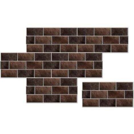 Waterproof, Smooth and Stain-Resistant Decorative Tile Panels for Kitchen and Bathroom Backsplash, Antique Style, Dark Brown Stone
