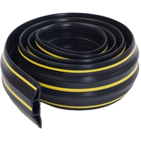 black floor cable protection trunking with yellow stripe, 83 mm x 17 mm x 2 m, ideal for the office, home and gym.