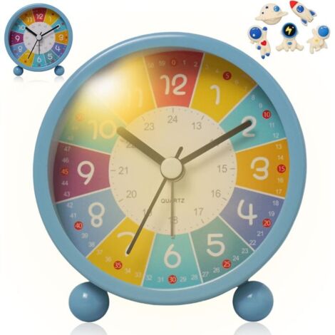 Children's Digital Alarm Clock: Learning Alarm Clock with Night Light, Kids Alarm Clock, Blue