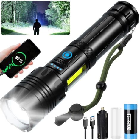 Ultra Powerful LED Flashlight - 500,000 Lumens Rechargeable Flashlight, IPX7 Waterproof, 7 Lighting Modes for Camping, Hiking and Emergencies (1/4)