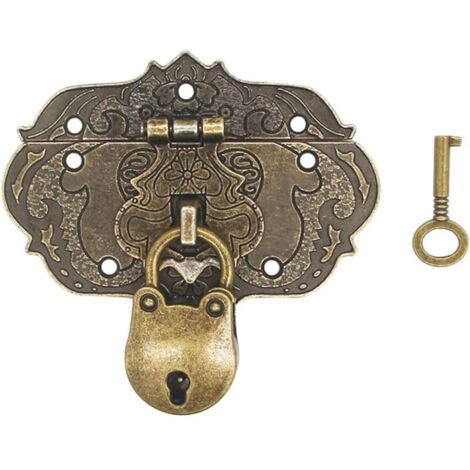pc Vintage Lock Latch - Antique Hasp Clasps for Decorative Cabinet Wardrobe Jewelry Box for Furniture, Locks on Chests (1/4)