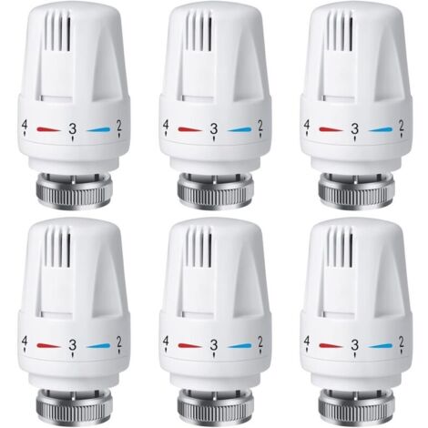 Set of 6 Smart Thermostatic Radiator Valve Heads Replacement Head: M30 x 1.5 Heating Thermostat (1/4)