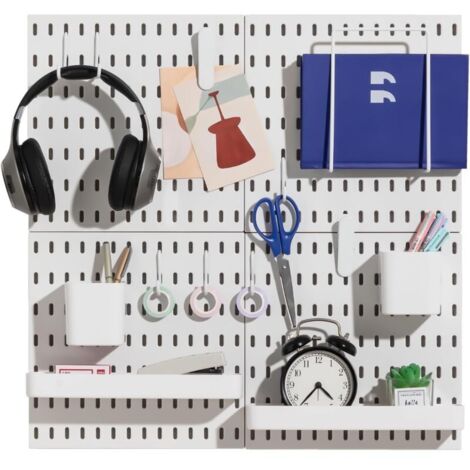 Combination kit of pegboards, pegboards and modular hanging accessories for wall organizer, craft organization, ornament display, bedroom storage (1/4)