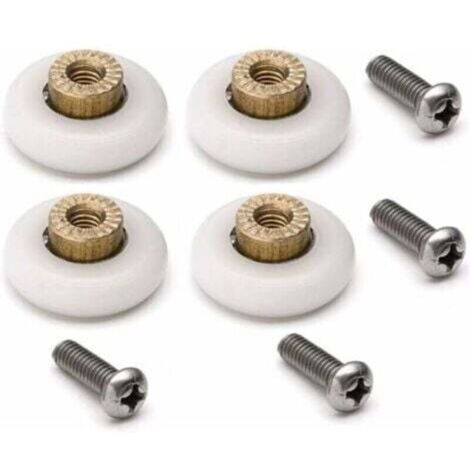 Replacement rollers for sliding shower doors, 4 pieces, with M6 screws, 20 mm diameter (1/4)