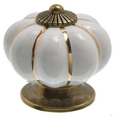 5-Piece Ceramic Furniture Knob Vintage Cabinet Handle with Screws for Wardrobe Drawers Dresser - White (1/4)
