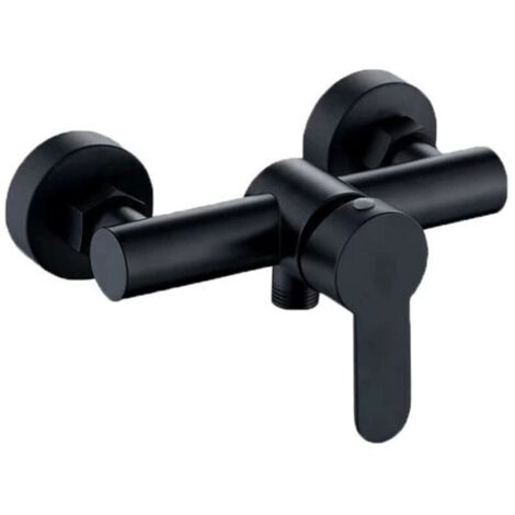 Black shower faucet, functional hot and cold water mixer for bathroom, wall-mounted design, domestic shower faucet (1/4)