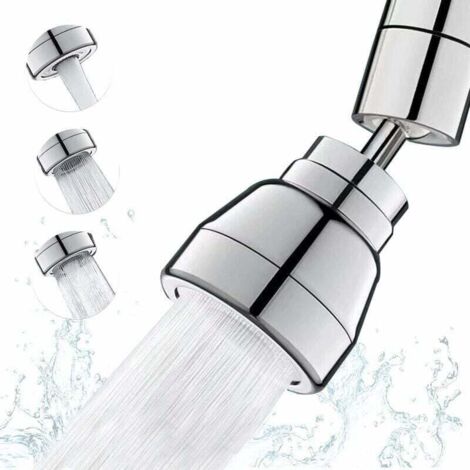 3-Mode Kitchen Faucet Sprayer - 360 Degree Kitchen Sink Sprayer Head, Water Saving Adapter for Faucet, FM22/M24 (Silver) (1/4)