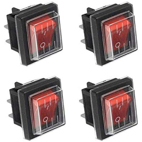 4-Piece Red ON/OFF Light Rocker Switch with Waterproof Cover, Widely Used in Various Types of Electrical Appliances (1/4)