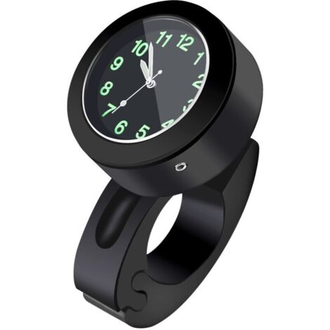 Waterproof Handlebar Mount Clock 7/8in-1in Universal Bike/Motorcycle Glow Watch Black (1/4)