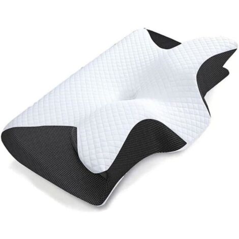 Ergonomic Cervical Pillow, 2-in-1 Orthopedic Memory Foam Neck Pillow, Pillow for Side and Back Sleeping, 62x37x12cm, Black (1/4)