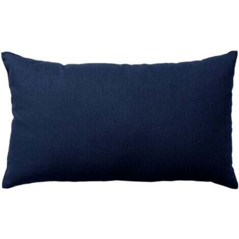Non-removable cover cushion in plain navy blue cotton, 30x50 cm (1/4)