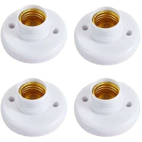 4PCS Round Plastic E27 Lamp Holders - Set of 4 Screw Sockets - White, 76 mm (1/4)
