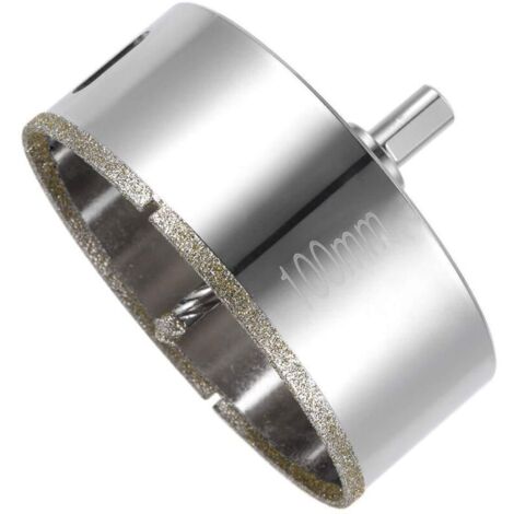 Diamond Hole Saw with Centering Guide Drill Bit, Tile Hole Saw with Diamond Coating, Diamond Core Drill Bit for Glass, Tiles (100mm) (1/4)