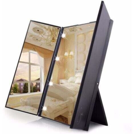 LED Lighted Makeup Mirror (Makeup and Shaving, Battery Operated Freestanding Mirror, Travel or Bathroom)