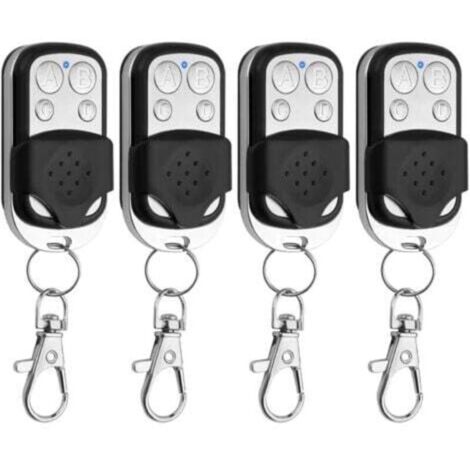 3-Piece Universal Gate Remote Control, 433.92 MHz Wireless 4-Button Garage Door Remote with Sliding Cover and Key Fob for Electric Garage Door