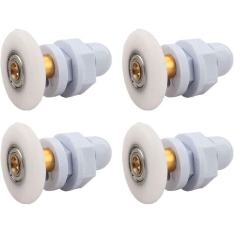 Shower door roller, copper stem pulley, suitable for bathroom glass sliding doors (27 mm), 4 pieces (1/4)