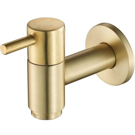 Round gold-plated copper washing machine tap, 1 piece, wall-mounted, for outdoor garden, bathroom, washing machine