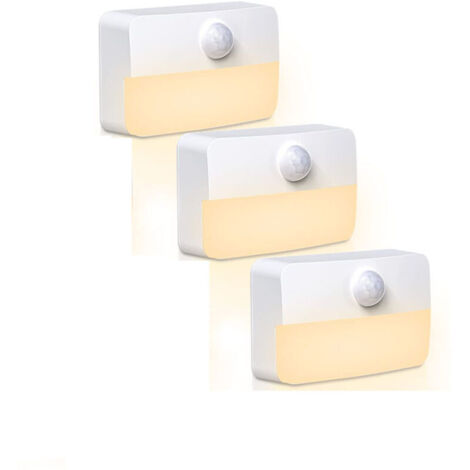 3pcs LED Night Light with Motion Detector, Staircase Lamp, Suitable for Bedrooms, Bathrooms, Hallways (Warm Light) (1/4)