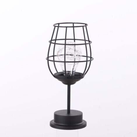 Decorative Wrought Iron LED Lamp in the Shape of a Wine Glass, Soft Night Light for Indoor Use in Bedroom and Bedside Table, Small and Elegant Lamp (1/4)