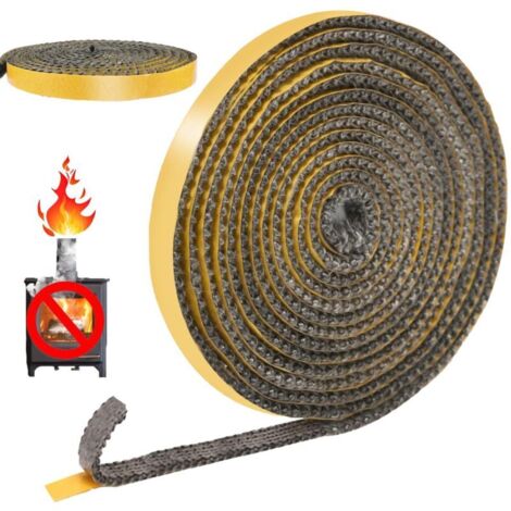4m Self-Adhesive Fireplace Insert Seal, Fiberglass Door Seal for Wood Stove, 3mm x 10mm x 4m, Heat Resistant up to 600°C
